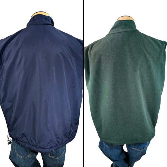 Spalding Athletic XL Vintage Reversible Blue & Green Fleece Full Zip Vest - Picture 3 of 9